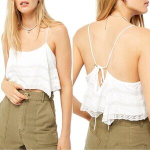 NWT Free People Home Again White Crop Camisole Size Large New With Tags Tank Top